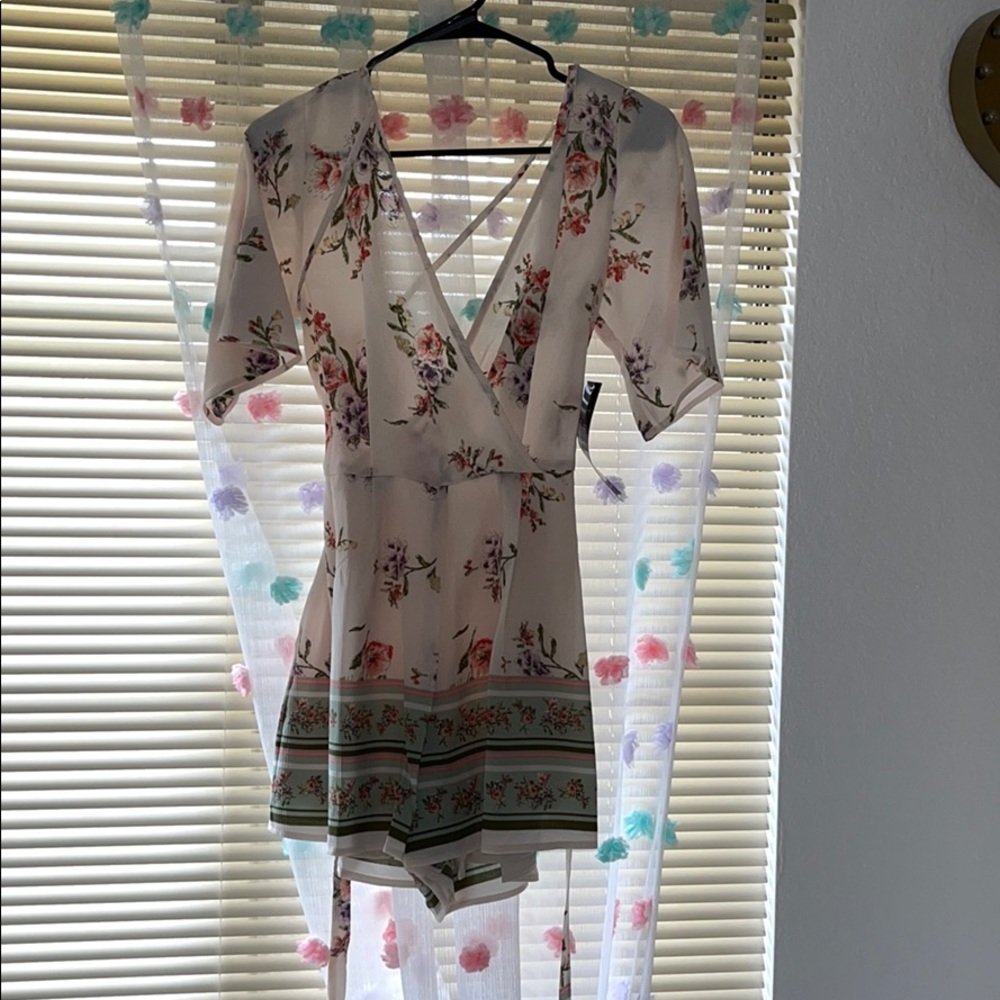 Pink flower romper